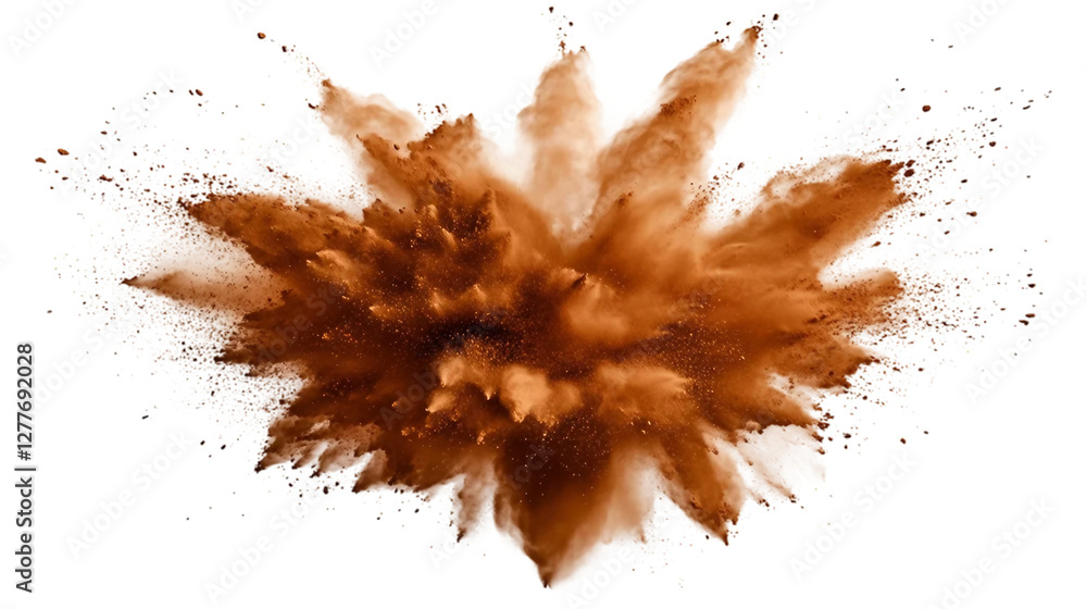 brown color powder explosion isolated on transparent and white background brown color powder explosion isolated on transparent and white background