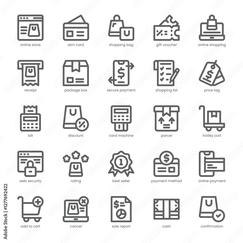 Shopping Checkout Icon pack for your website, mobile, presentation, and logo design. Shopping Checkout Icon outline design. Vector graphics illustration and editable stroke. Shopping Checkout Icon pack for your website, mobile, presentation, and logo design. Shopping Checkout Icon outline design. Vector graphics illustration and editable stroke.