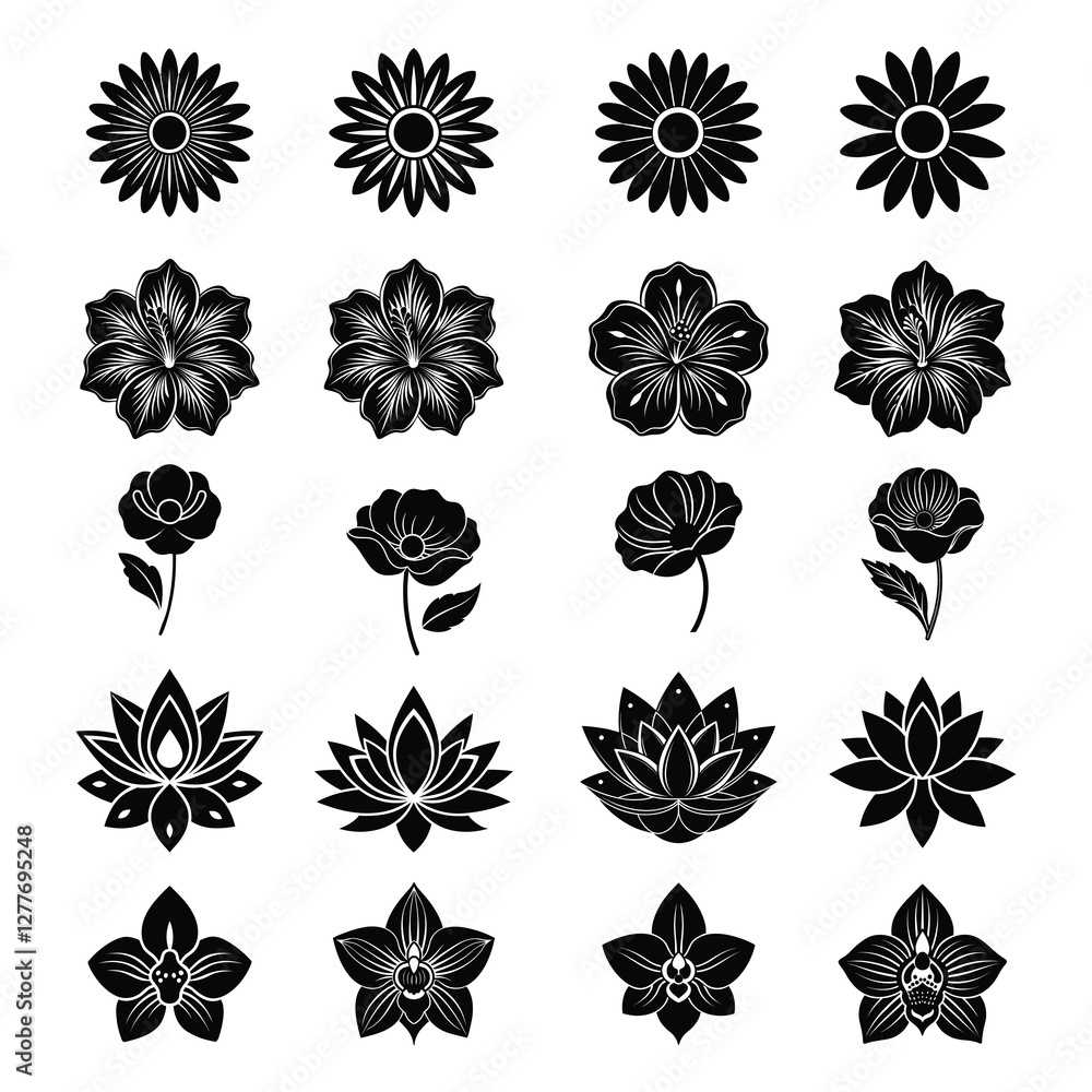 set of flowers set of flowers