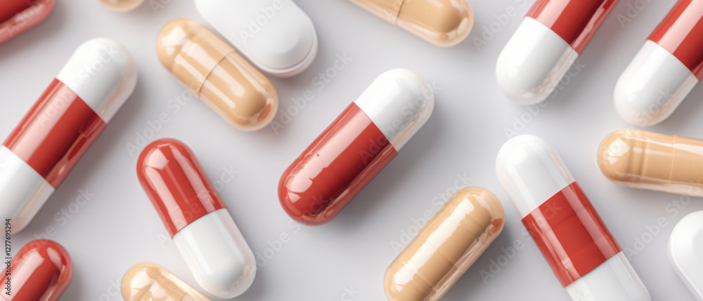 Capsule Gel Softgel and Hard Liquid-Filled Enteric-Coated Pills. Assorted colorful capsules scattered on a light surface. Capsule Gel Softgel and Hard Liquid-Filled Enteric-Coated Pills. Assorted colorful capsules scattered on a light surface.