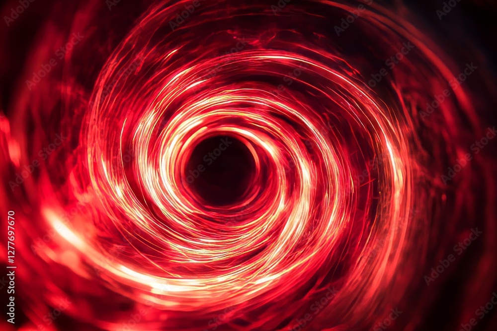Obraz premium Neon Red Light Swirls, Generative AI