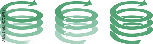 Set of arrows rising in a spiral, twisting, helix