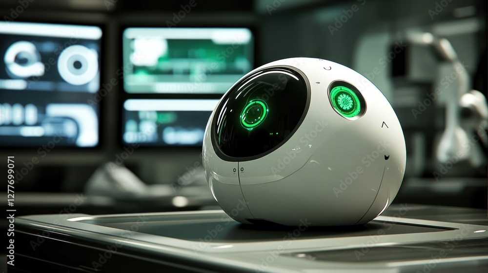Fototapeta premium Futuristic Robot Sphere in Tech Lab