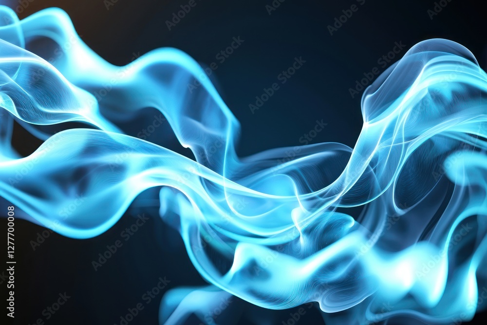 Ethereal blue light trails on dark backdrop create a sense of flow and energy abstract design element Ethereal blue light trails on dark backdrop create a sense of flow and energy abstract design element