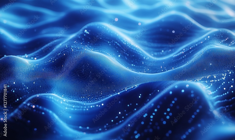 3D Particles Flowing in Blue, Generative AI 3D Particles Flowing in Blue, Generative AI