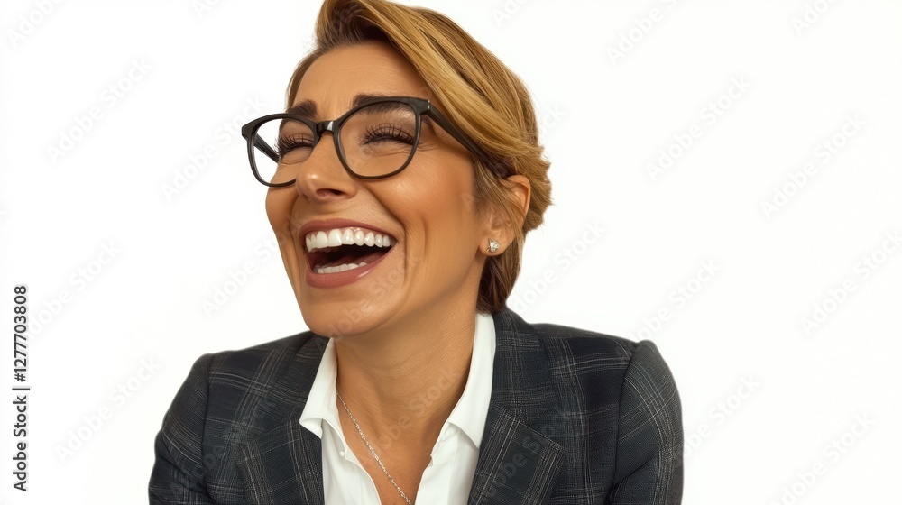 Young businesswoman shouting in office while looking confident and professional Young businesswoman shouting in office while looking confident and professional