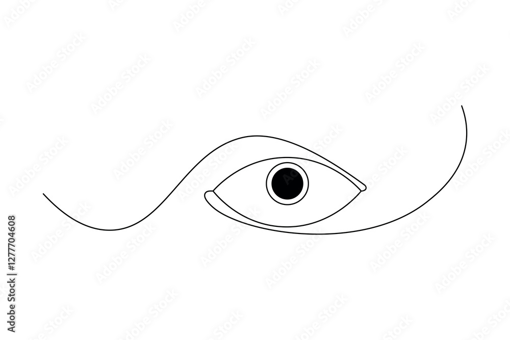 Obraz premium Eye continuous single line art and isolated outline vector design 