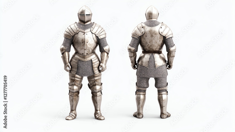 Detailed view of a medieval knight's armor showcasing craftsmanship and historical significance in warfare. Detailed view of a medieval knight's armor showcasing craftsmanship and historical significance in warfare.