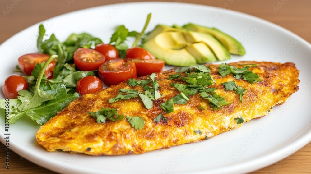 Delicious Omelette with Avocado and Salad Delicious Omelette with Avocado and Salad