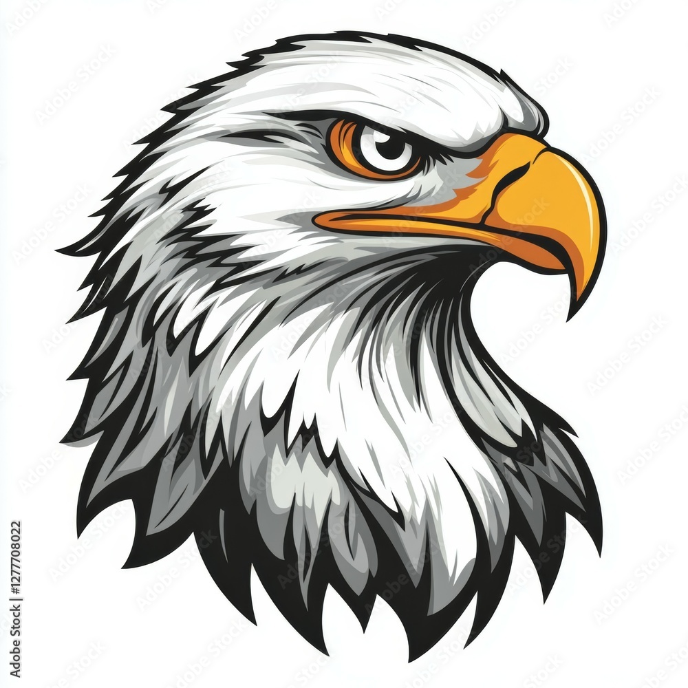 Vibrant Illustration of a Fierce Bald Eagle Head with Bold Colors Vibrant Illustration of a Fierce Bald Eagle Head with Bold Colors