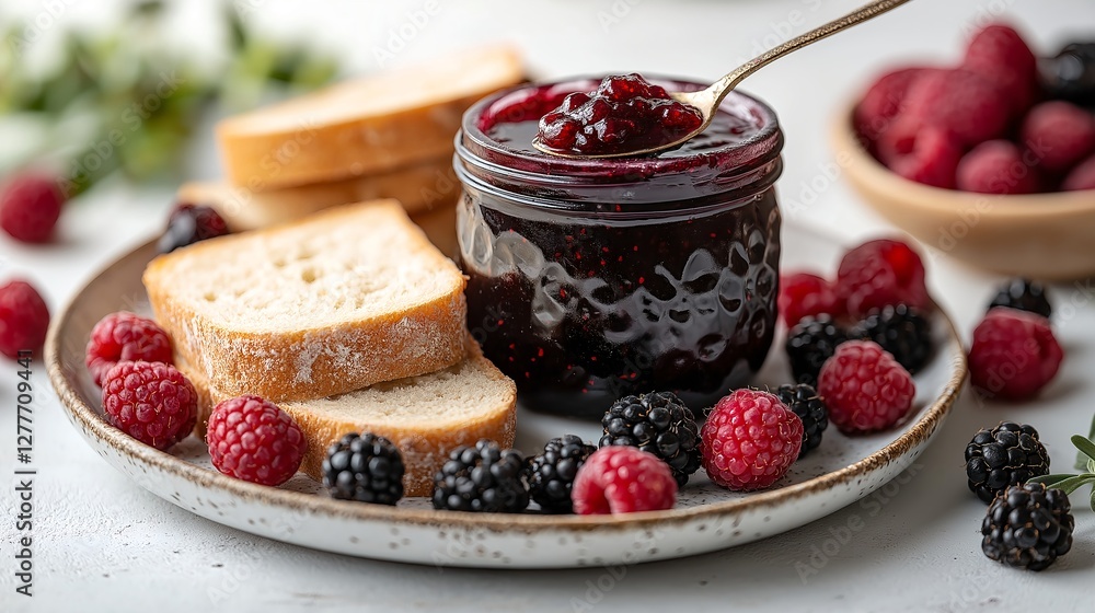 Berries and preserves. Illustration On The Topic Of Nutrition, Health And Lifestyle. Generative AI Berries and preserves. Illustration On The Topic Of Nutrition, Health And Lifestyle. Generative AI