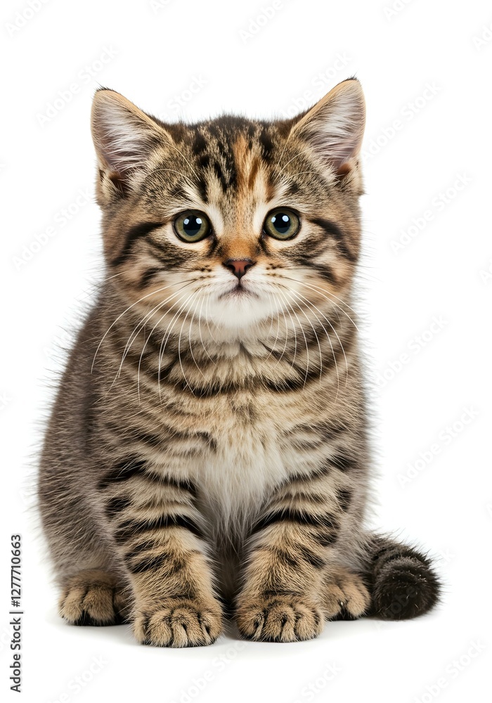 Obraz premium Adorable Tabby Kitten Sitting Studio Portrait