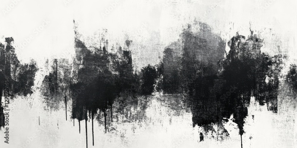 Black ink abstract cityscape wall art Black ink abstract cityscape wall art