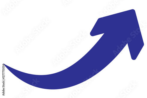 Long curved arrow icon vector. Red long arrow vector. flat style Arrow symbol. Red silhouette of long arrow isolated on white background. vector illustration.