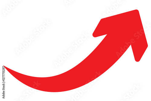 Long curved arrow icon vector. Red long arrow vector. flat style Arrow symbol. Red silhouette of long arrow isolated on white background. vector illustration.