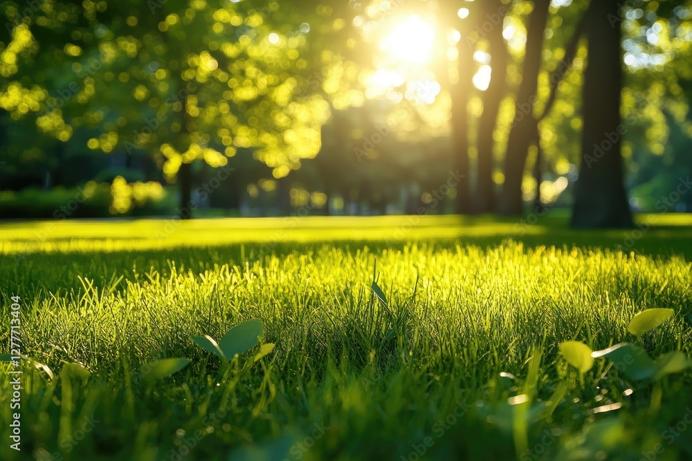 Sunny park grass closeup, trees background, summer nature Sunny park grass closeup, trees background, summer nature