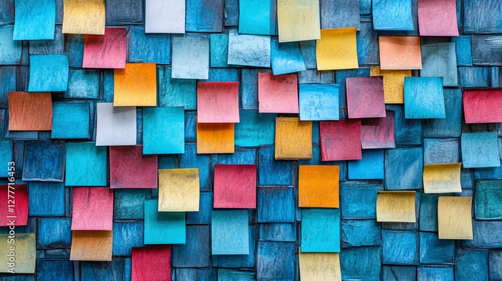Colorful Sticky Notes on a Textured Background Ideas, Planning, and Organization Concept Colorful Sticky Notes on a Textured Background Ideas, Planning, and Organization Concept