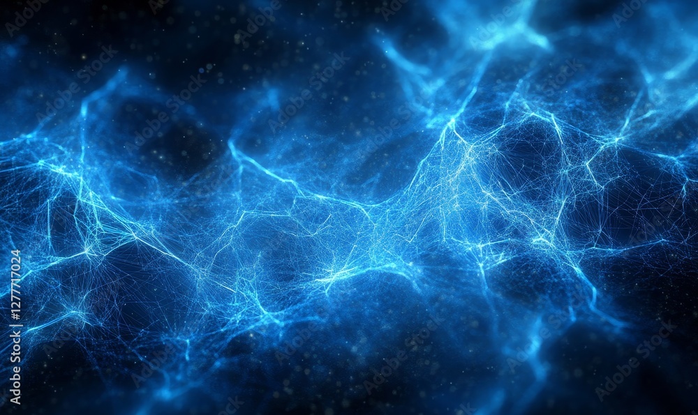 3D Blue Glowing Lines Network, Generative AI 3D Blue Glowing Lines Network, Generative AI