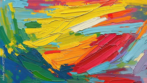 An abstract exploration of color relationships, with diagonal swaths of pigment juxtaposed to create optical mixing and a sense of depth.