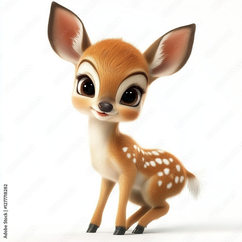 Adorable Cartoon Fawn Cute Baby Deer D Render Adorable Cartoon Fawn Cute Baby Deer D Render