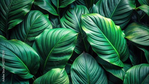 Wallpaper Mural Lush Green Tropical Foliage A Textured Background of Vibrant, Overlapping Leaves with Deep Emerald Hues and Intricate Veining Patterns Torontodigital.ca