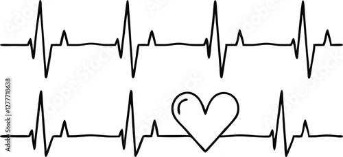 Heartbeat line set. EKG. Vector