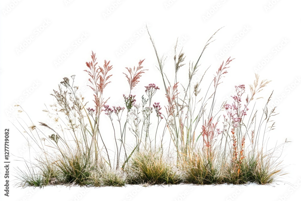 Wildflower meadow grasses isolated, autumn, design element Wildflower meadow grasses isolated, autumn, design element