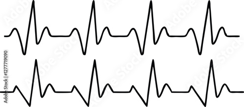 Heartbeat line set. EKG. Vector