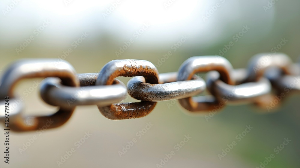 Close-up of a Rusty Metal Chain Links Outdoors