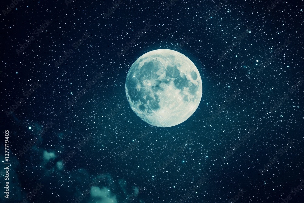 A Tranquil Night Under a Full Moon and Glittering Stars A Tranquil Night Under a Full Moon and Glittering Stars