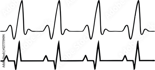 Heartbeat line set. EKG. Vector