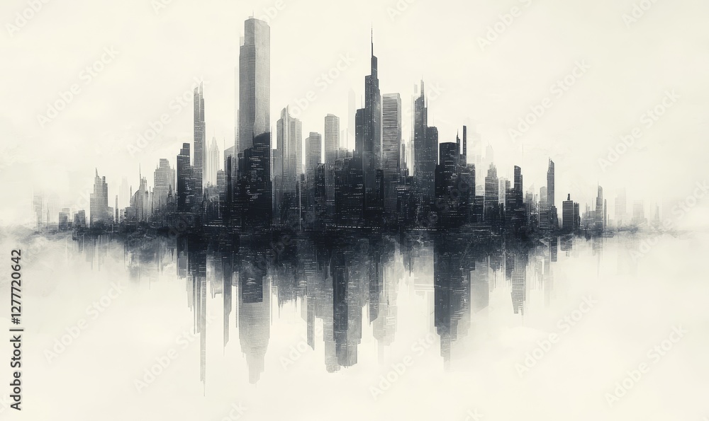 Fototapeta premium Abstract Technological Cityscape, Generative AI