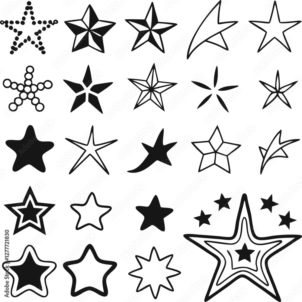 Star collection. Different stars set. Vector illustration Star collection. Different stars set. Vector illustration