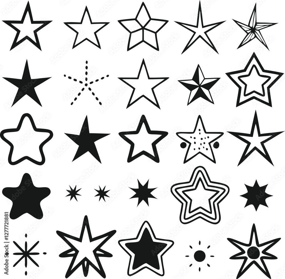 Star collection. Different stars set. Vector illustration Star collection. Different stars set. Vector illustration