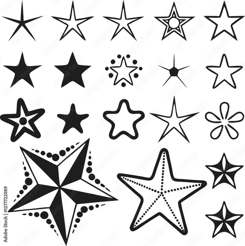 Star collection. Different stars set. Vector illustration Star collection. Different stars set. Vector illustration