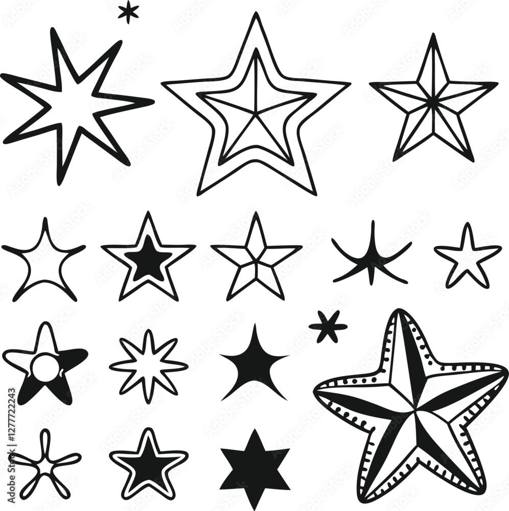 Star collection. Different stars set. Vector illustration Star collection. Different stars set. Vector illustration