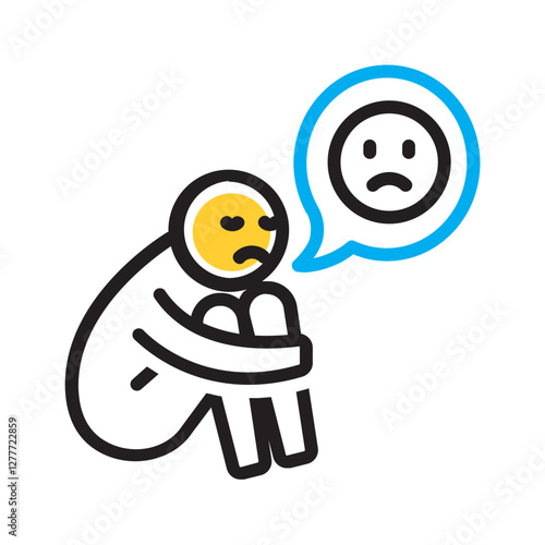 Vector multi color icon for Worried