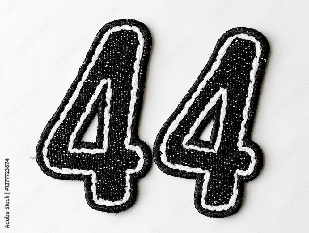 Minimalist Black and White Number 44 Embroidered Patch Mockup Minimalist Black and White Number 44 Embroidered Patch Mockup
