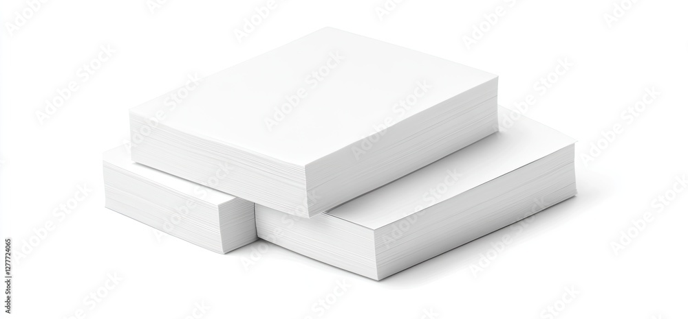 Blank Paper Stacks on White Background Blank Paper Stacks on White Background