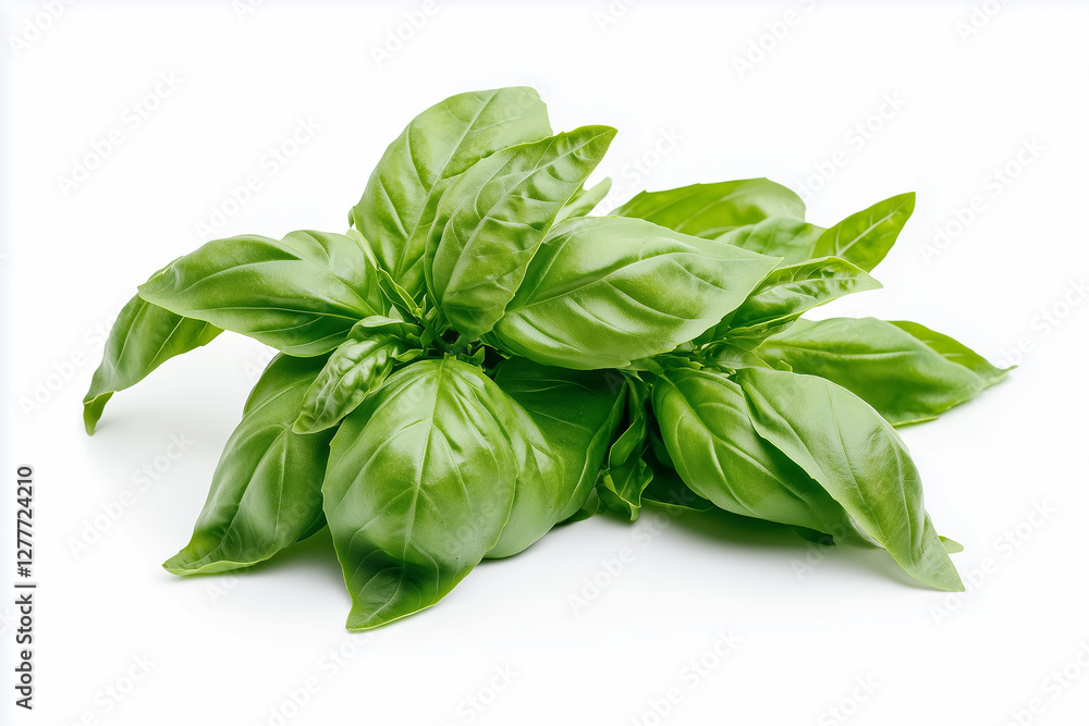 A fresh bunch of basil, isolated on a white background A fresh bunch of basil, isolated on a white background