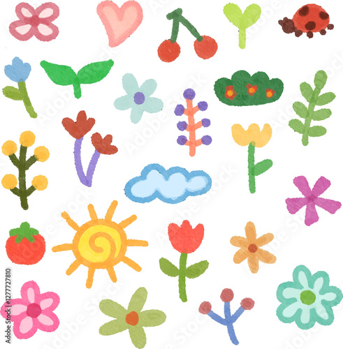 Wallpaper Mural clip art cute watercolor illustration of children hand drawn doodles and sketch, daycare and nursery wallpaper Torontodigital.ca