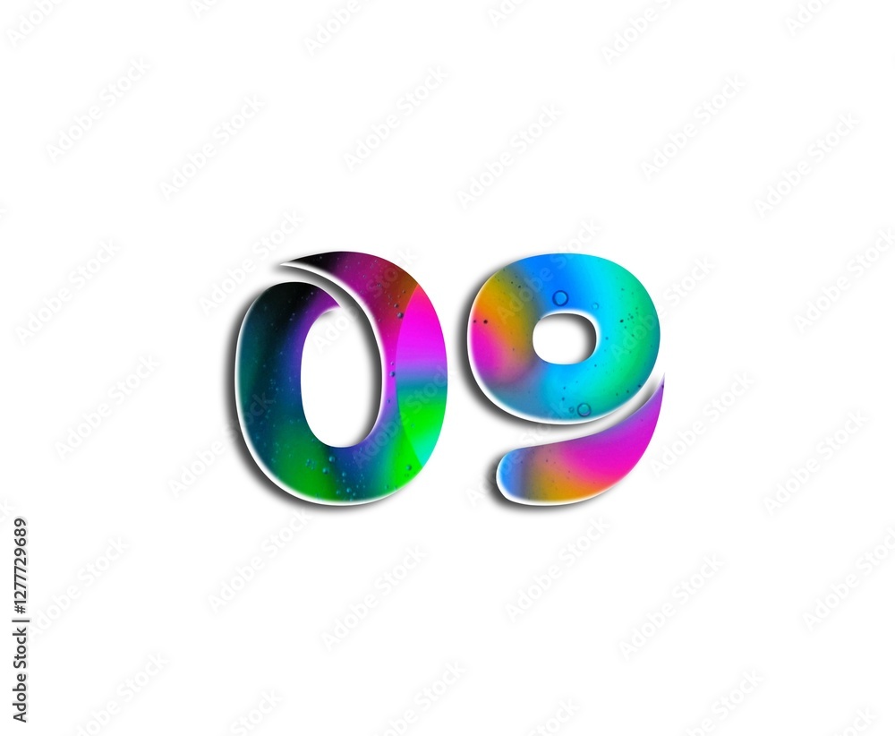 Number design with colorful bubble elements in numbers on white background Number design with colorful bubble elements in numbers on white background