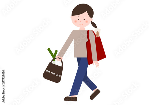 食料品を買った女性