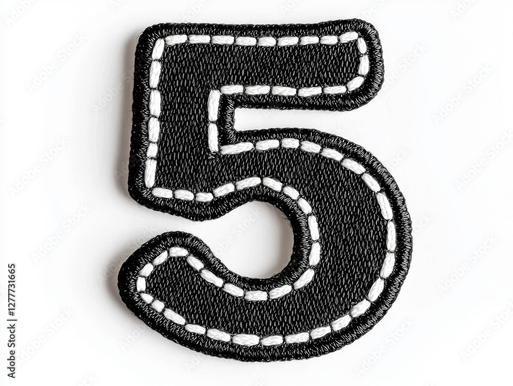custom made wallpaper toronto digitalMinimalist Black and White Number 5 Embroidered Patch Mockup