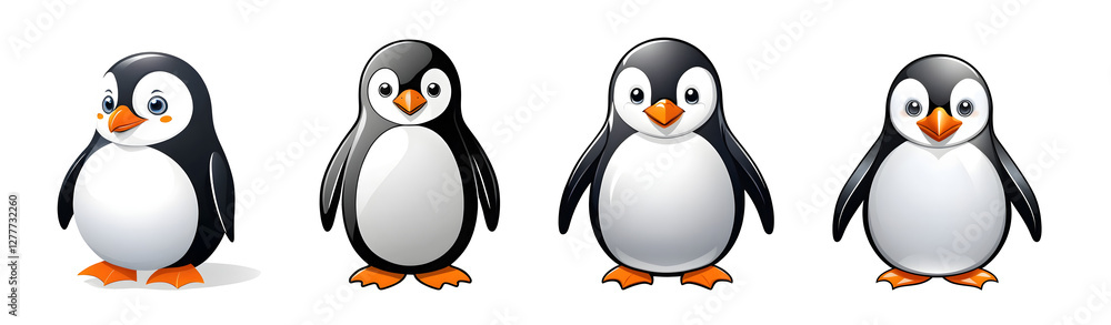 Fototapeta premium Cute Cartoon Penguin on Transparent Background