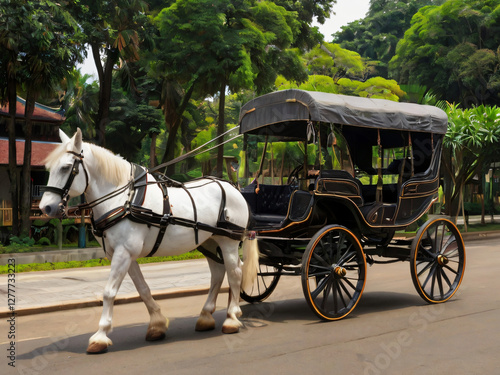 white horse and carriage