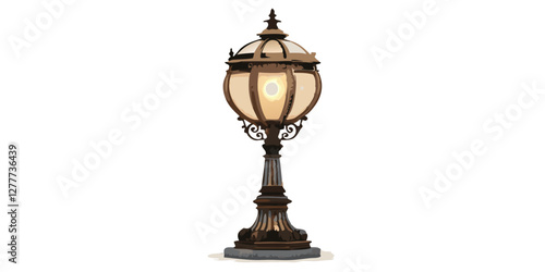 Antique lamp isolated on white, lamp, lantern, light, old, street, antique, vintage, metal, retro, decoration, architecture, object, lamppost, samovar, gold, post, wall, bronze, art, design, style, ir