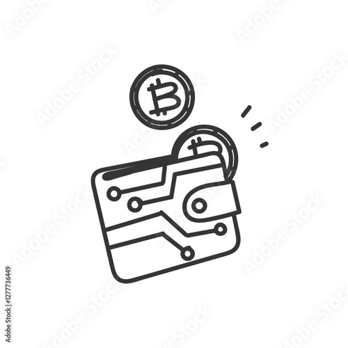 doodle crypto wallet illustration vector