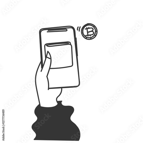 doodle crypto wallet illustration vector