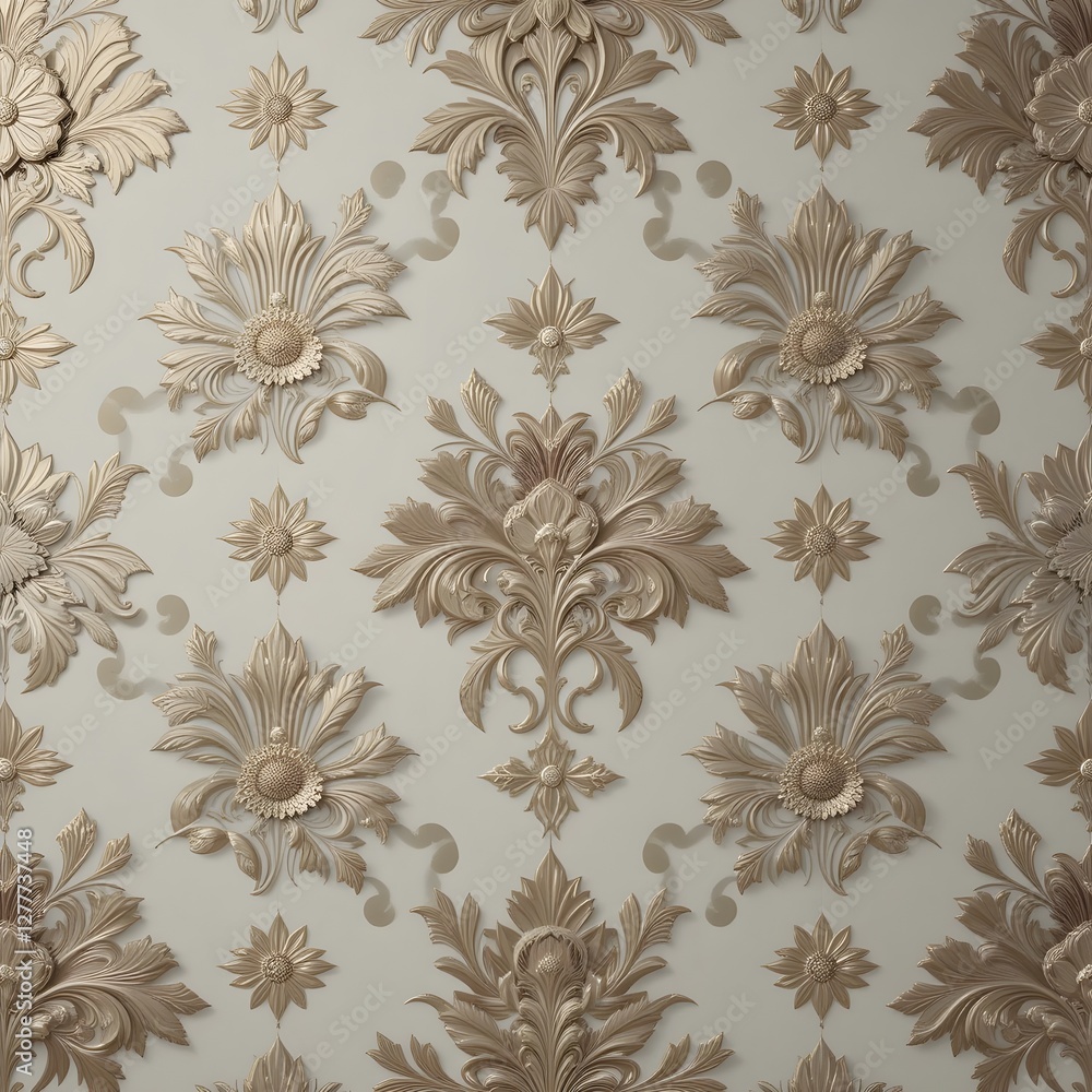 Elegant 3d illustration of classic floral patterns on a luxurious wallpaper for sophisticated home interior classic decorations background. Elegant 3d illustration of classic floral patterns on a luxurious wallpaper for sophisticated home interior classic decorations background.
